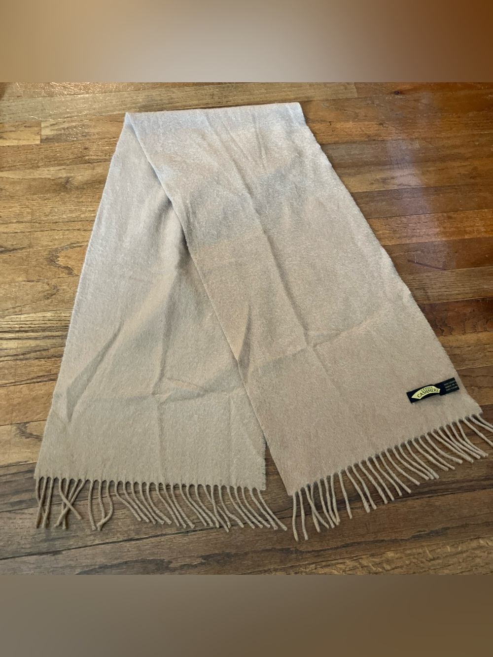 Classic Beige Fringe Scarf - Soft Winter Accessory lโespace cashmere scarf